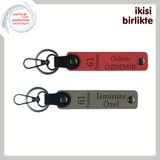 MiaWiki Deri Anahtarlık Takımı Nar Çiçeği-Kül Gri, Standart, MH-KAN-61-306x2, nar çiçeği-kül gri, üniseks-yetişkin