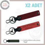 MiaWiki Deri Kişiselleştirilebilir 2'li Anahtarlık Set, Standart, MH-KAN-MT-11934x2, Nar Çiçeği-Bordo-yeşil, üniseks-yetişkin