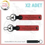 MiaWiki Deri Motor Severlere Özel İsim Plaka Anahtarlık, Standart, MH-KAN-MT-9987x2, Nar Çiçeği-siyah, üniseks-yetişkin