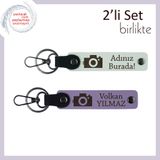 MiaWiki Deri Tasarım Yazılabilir Anahtarlık Seti, Standart, MH-KAN-39658x2, beyaz-mor menekşe, üniseks-yetişkin