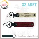 MiaWiki Deri x2 Anahtarlık Motosiklet Plaka Kan Grubu, Standart, MH-KAN-MT-10156x2, Sütlü Kahve-Bordo-lacivert, üniseks-yetişkin