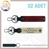MiaWiki Deri x2 Anahtarlık Motosiklet Plaka Kan Grubu, Standart, MH-KAN-MT-6156x2, Sütlü Kahve-Bordo-lacivert, üniseks-yetişkin