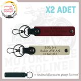 MiaWiki Deri x2 Anahtarlık Motosiklet Plaka Kan Grubu, Standart, MH-KAN-MT-8156x2, Sütlü Kahve-Bordo-lacivert, üniseks-yetişkin