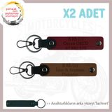MiaWiki Deri x2 Anahtarlık Motosiklet Tutkunlarına, Standart, MH-KAN-MT-7416x2, Açık Kahve-Bordo-lacivert, üniseks-yetişkin