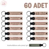 MiaWiki Doğum Günü Misafirlerine Kişiselleştirilmiş Anahtarlık, 60'lı Set, MH-KAN8520X60, Yavruağzı & Gri, üniseks-yetişkin