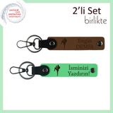 MiaWiki Dövüş Temalı Kişisel İsimli 2'li Anahtarlık, Standart, MH-KAN-38867x2, açık kahve-fıstık yeşil, erkek