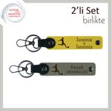 MiaWiki Erkek Çocuğa Kişisel Deri Anahtarlık, Tek Ebat, MH-KAN-39548x2, sarı-kül gri, erkek-çocuk