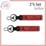 MiaWiki Erkek Çocuğa Özel Deri Anahtarlık Seti, Tek Ebat, MH-KAN-39497x2, nar çiçeği-nar çiçeği, erkek-çocuk