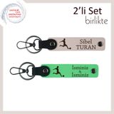MiaWiki Erkek Çocuğa Yazılabilir Deri Takım Anahtarlık, Tek Ebat, MH-KAN-39526x2, pudra-fıstık yeşil, erkek-çocuk