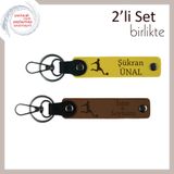 MiaWiki Erkek Kardeşe Deri Anahtarlık Futbol Temalı, Standart, MH-KAN-39540x2, sarı-açık kahve, üniseks-yetişkin