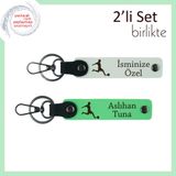 MiaWiki Erkek Kardeşe Kalıcı İsimli Deri Anahtarlık, Standart, MH-KAN-39328x2, beyaz-fıstık yeşil, üniseks-yetişkin