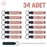MiaWiki Firma İsmi Yazılı Deri Anahtarlık 34'lü Set, Standart, MH-KAN8584X34, Pudra & Lacivert, üniseks-yetişkin