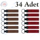 MiaWiki Firma İsmi Yazılı Deri Anahtarlık 34'lü Set, Standart, MH-KAN9016X34, Açık Kahve & Kırmızı, üniseks-yetişkin