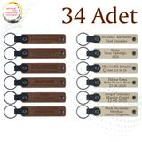 MiaWiki Firma İsmi Yazılı Deri Anahtarlık 34'lü Set, Standart, MH-KAN9022X34, Açık Kahve & Sütlü Kahve, üniseks-yetişkin