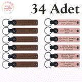 MiaWiki Firma İsmi Yazılı Deri Anahtarlık 34'lü Set, Standart, MH-KAN9024X34, Açık Kahve & Yavru Ağzı, üniseks-yetişkin