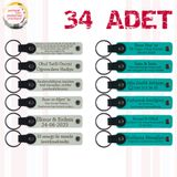 MiaWiki Firma İsmi Yazılı Deri Anahtarlık 34'lü Set, Standart, MH-KAN9041X34, Beyaz & Koyu Turkuaz, üniseks-yetişkin