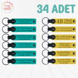 MiaWiki Firma İsmi Yazılı Deri Anahtarlık 34'lü Set, Standart, MH-KAN9081X34, Koyu Turkuaz & Sarı, üniseks-yetişkin