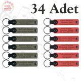 MiaWiki Firma İsmi Yazılı Deri Anahtarlık 34'lü Set, Standart, MH-KAN9087X34, Kül Gri & Nar Çiçeği, üniseks-yetişkin