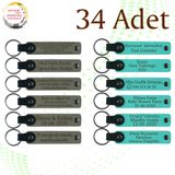 MiaWiki Firma İsmi Yazılı Deri Anahtarlık 34'lü Set, Standart, MH-KAN9092X34, Kül Gri & Turkuaz, üniseks-yetişkin