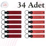 MiaWiki Firma İsmi Yazılı Deri Anahtarlık 34'lü Set, Standart, MH-KAN9095X34, Kırmızı & Nar Çiçeği, üniseks-yetişkin