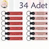 MiaWiki Firma İsmi Yazılı Deri Anahtarlık 34'lü Set, Standart, MH-KAN9124X34, Nar Çiçeği & Yavru Ağzı, üniseks-yetişkin