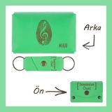 Miawiki Fıstık Yeşil, Müzik Desenli Isminize Özel Cüzdan ve Anahtarlık Set, Sevdiğine Unutulmaz Aksesuar Set - Fıstık Yeşili