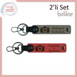 MiaWiki Fotoğraf Makinesi Temalı Kişiye Özel Anahtarlık, Standart, MH-KAN-39767x2, kül gri-nar çiçeği, üniseks-yetişkin