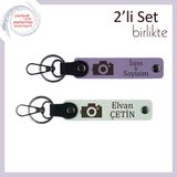 MiaWiki Fotoğraf Temalı 2'li Kişisel Anahtarlık, Standart, MH-KAN-39794x2, mor menekşe-beyaz, üniseks-yetişkin
