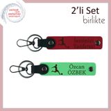 MiaWiki Futbol Figürlü Deri Anahtarlık Seti, Standart, MH-KAN-39454x2, kırmızı-fıstık yeşil, erkek