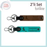 MiaWiki Futbol Figürlü İsme Özel 2'li Anahtarlık Seti, Standart, MH-KAN-39295x2, açık kahve-koyu turkuaz, üniseks-yetişkin