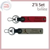 MiaWiki Futbol Figürlü İsme Özel 2'li Anahtarlık Seti, Standart, MH-KAN-39458x2, kırmızı-kül gri, üniseks-yetişkin