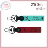 MiaWiki Futbol Figürlü İsme Özel 2'li Anahtarlık Seti, Standart, MH-KAN-39585x2, turkuaz-kırmızı, üniseks-yetişkin