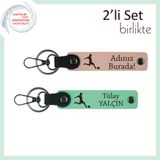 MiaWiki Futbol Figürlü İsme Özel 2'li Anahtarlık Seti, Tek Ebat, MH-KAN-39595x2, yavru ağzı-açık yeşil, erkek-çocuk