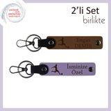 MiaWiki Futbol Figürlü İsme Özel Anahtarlık Seti, Standart, MH-KAN-39298x2, açık kahve-mor menekşe, erkek-çocuk