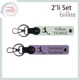 MiaWiki Futbol Figürlü İsme Özel Anahtarlık Seti, Standart, MH-KAN-39334x2, beyaz-mor menekşe, üniseks-yetişkin