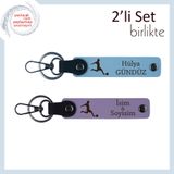 MiaWiki Futbol Figürlü İsme Özel Anahtarlık Seti, Standart, MH-KAN-39388x2, gök mavi-mor menekşe, üniseks-yetişkin