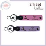 MiaWiki Futbol Figürlü İsme Özel Anahtarlık Seti, Standart, MH-KAN-39514x2, pembe-mor menekşe, erkek