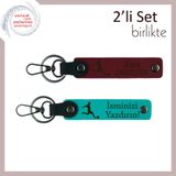 MiaWiki Futbol Temalı Deri Anahtarlık Seti, Standart, MH-KAN-39349x2, bordo-koyu turkuaz, erkek
