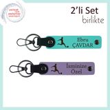 MiaWiki Futbol Temalı Deri Anahtarlık Takımı, Standart, MH-KAN-39586x2, turkuaz-mor menekşe, erkek