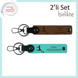 MiaWiki Futbol Temalı İsme Özel 2'li Anahtarlık Seti, Standart, MH-KAN-39304x2, açık kahve-turkuaz, üniseks-yetişkin