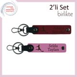MiaWiki Futbol Temalı İsme Özel 2'li Anahtarlık Seti, Standart, MH-KAN-39354x2, bordo-pembe, erkek-çocuk