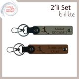MiaWiki Futbol Temalı İsme Özel 2'li Anahtarlık Seti, Standart, MH-KAN-39432x2, kül gri-açık kahve, erkek