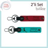 MiaWiki Futbol Temalı İsme Özel 2'li Anahtarlık Seti, Standart, MH-KAN-39457x2, kırmızı-koyu turkuaz, üniseks-yetişkin