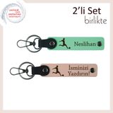 MiaWiki Futbol Temalı İsme Özel 2'li Anahtarlık Seti, Tek Ebat, MH-KAN-39323x2, açık yeşil-yavru ağzı, erkek-çocuk