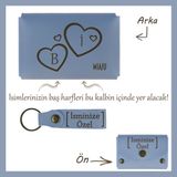Miawiki Gök Mavi, Baş Harfler Kalbin Içinde! Kişiselleştirilebilir Cüzdan & Anahtarlık Set, Sevgilinize Özel