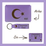 MiaWiki Hilal ve Yıldız Motifli İsme Özel Cüzdan ve Anahtarlık Set Mor Menekşe, Medium, MH-KCA5741, üniseks-yetişkin