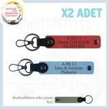 MiaWiki İsim Plaka Kan Grubu Kişiye Özel Anahtarlık Set, Standart, MH-KAN-MT-6941x2, Nar Çiçeği-Gök Mavi-gri, üniseks-yetişkin
