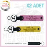 MiaWiki İsim Plaka Kan Grubu Motosiklet Anahtarlık, Standart, MH-KAN-MT-7139x2, Sarı-Pembe-siyah, üniseks-yetişkin