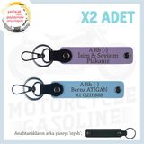 MiaWiki İsim Plaka ve A Rh (-) Kan Grubu Yazılı Anahtarlık Set, Standart, MH-KAN-MT-6858x2, Mor Menekşe-Gök Mavi-siyah, üniseks-yetişkin