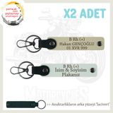 MiaWiki İsim Plaka ve B Rh (+) Kan Grubu Anahtarlık, Standart, MH-KAN-MT-7514x2, Beyaz-Sütlü Kahve-lacivert, erkek